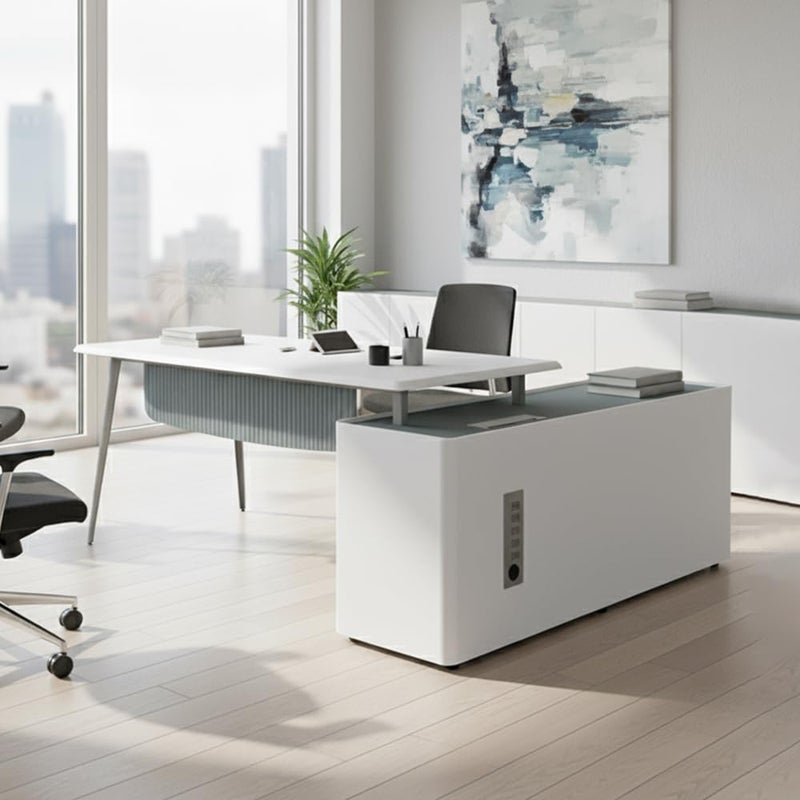 Neo Front L-Shape Executive Desk with USB Support - Image 1