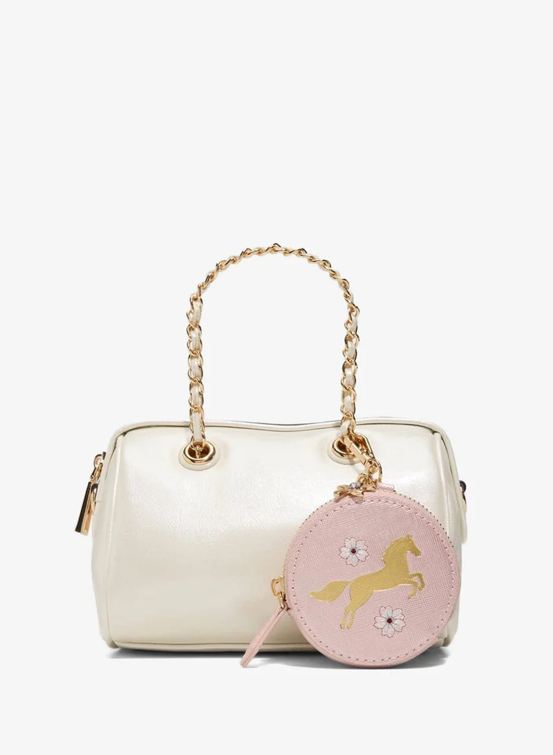 MIKYLA Textured Barrel Bag with Pouch