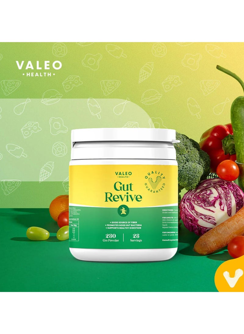 VALEO - Gut Revive Cleanse for Women & Men Prebiotics, Probiotics & Fiber for Digestive Health - 280g Powder - Image 1