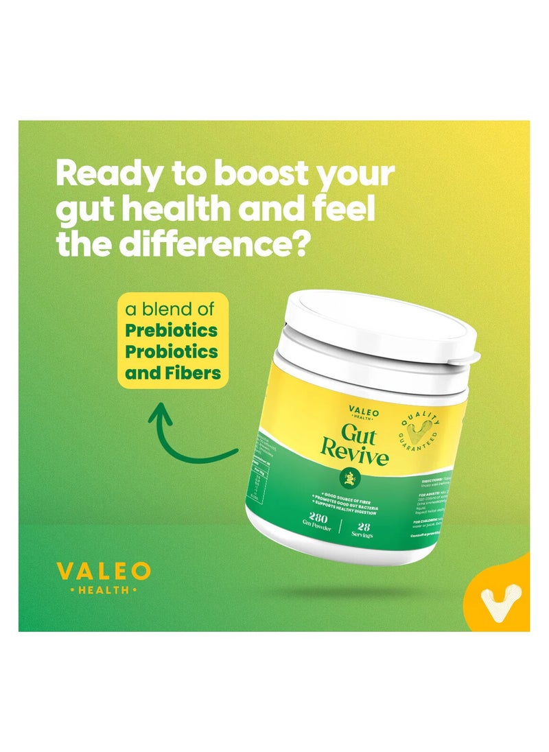 VALEO - Gut Revive Cleanse for Women & Men Prebiotics, Probiotics & Fiber for Digestive Health - 280g Powder - Image 1