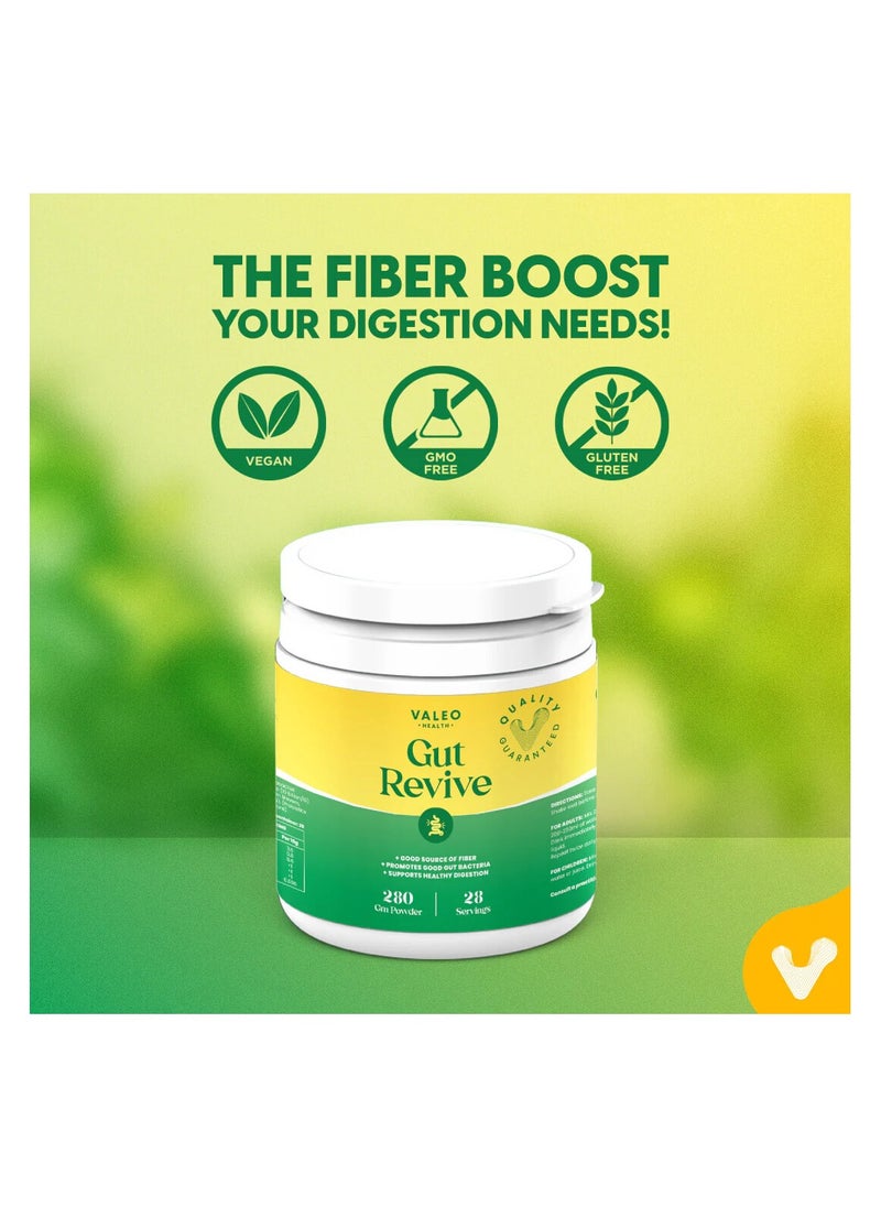 VALEO - Gut Revive Cleanse for Women & Men Prebiotics, Probiotics & Fiber for Digestive Health - 280g Powder - Image 1