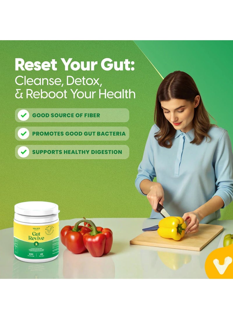 VALEO - Gut Revive Cleanse for Women & Men Prebiotics, Probiotics & Fiber for Digestive Health - 280g Powder - Image 1