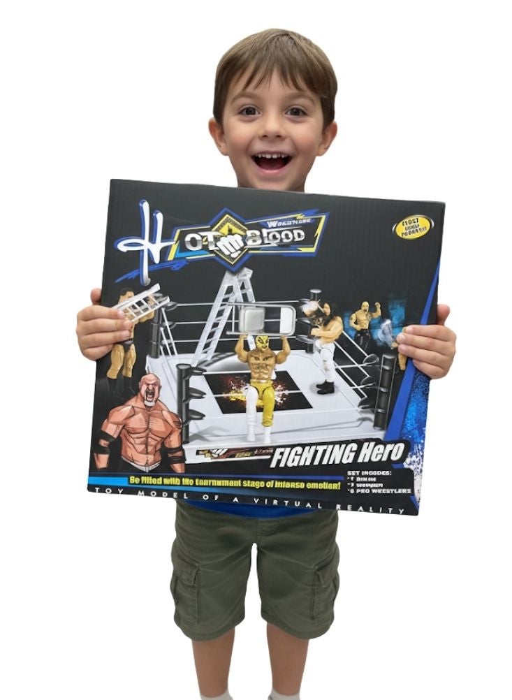 بريميم مجموعة حلبة مصارعة مع شخصيات وألعاب وإكسسوارات – ساحة معركة أبطال القتال النهائي للأطفال - Image 2