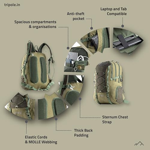 Tripole Fox Laptop Backpack with Fiber Frame for Daily Use and Overnight Travel (Olive Green) - Image 5