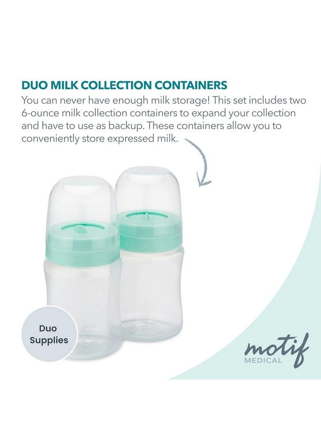 Motif Medical Motif Medical Breast Milk Storage Bottles for Duo Breast Pump - Durable Plastic Breastfeeding Essentials w/Locking Rings, Lids & Nipple Caps - Breast Milk Container (Set of 4, 6 oz)