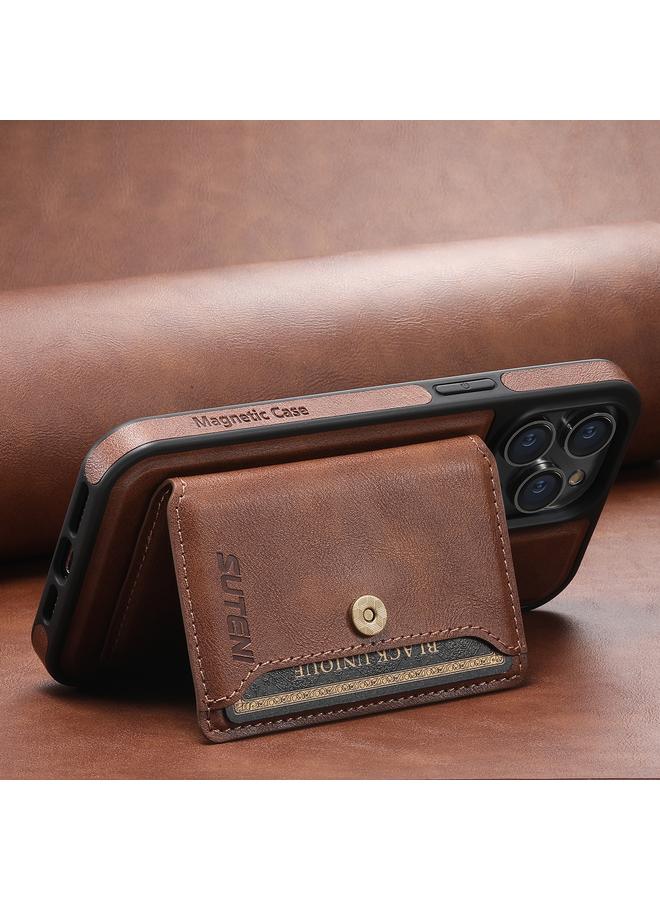 Suteni Case For iPhone 14 M1 Oil Wax MagSafe Detachable Horizontal Card Bag Phone Case - Image 2