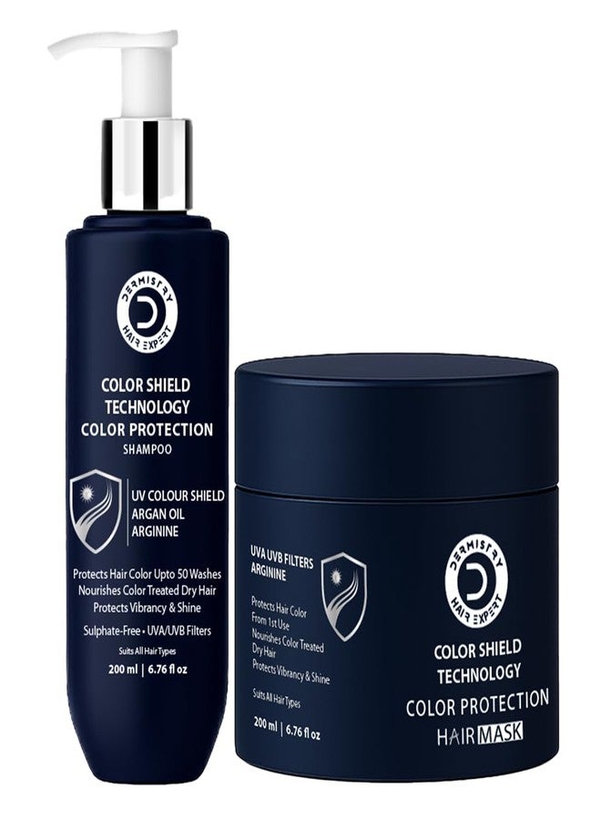 Dermistry Color Shield Technology Hair Mask & Sulphate-Free Shampoo for Colour Protection for Coloured & Chemically Treated Hair with Argan Oil Arginine UVA UVB Filters Suits Dry Frizzy All Hair Types Men Women 400ml - Image 1