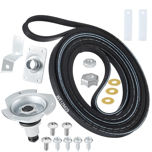 Cykemo WE25X205 WE25M40 Dryer Drum Bearing Replacemnt Kit Contains WE12M29 Drum Drive Belt WE1M333 Drum Bearing Slide - Compatible With GE Hotpoint Replaces AP2619300,784658,PS267529 - Image 1