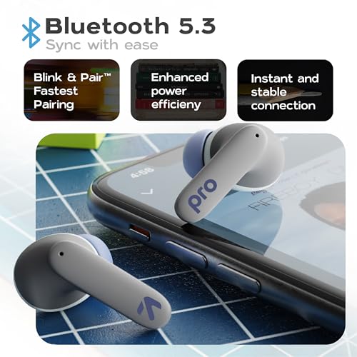 GOBOULT Z40 True Wireless in Ear Earbuds with 60H Playtime, Zen™ ENC Mic, Low Latency Gaming, Type-C Fast Charging, Made in India, 10mm Rich Bass Drivers, IPX5, Ear Buds TWS (Lavender) - Image 5