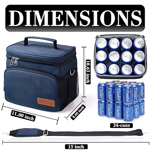 TuErCao Soft Cooler Bag Insulated Leakproof Portable Collapsible Small Ice Chest for Beach Picnic Camping Travel for Car Road Trips, Lunch Box Cooler for Men Work Hieleras para Trabajo, Blue - Image 2