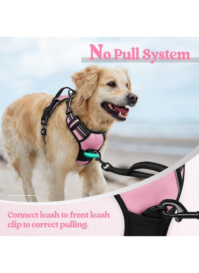 Rabbitgoo rabbitgoo Dog Harness No Pull with 2 Leash Clips, Adjustable Soft Padded, Reflective Oxford No Choke Pet Vest with Easy Control Handle for Large Dogs, Pink, L  - Image 5