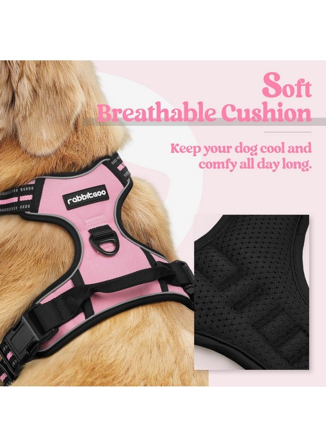 Rabbitgoo rabbitgoo Dog Harness No Pull with 2 Leash Clips, Adjustable Soft Padded, Reflective Oxford No Choke Pet Vest with Easy Control Handle for Large Dogs, Pink, L  - Image 2