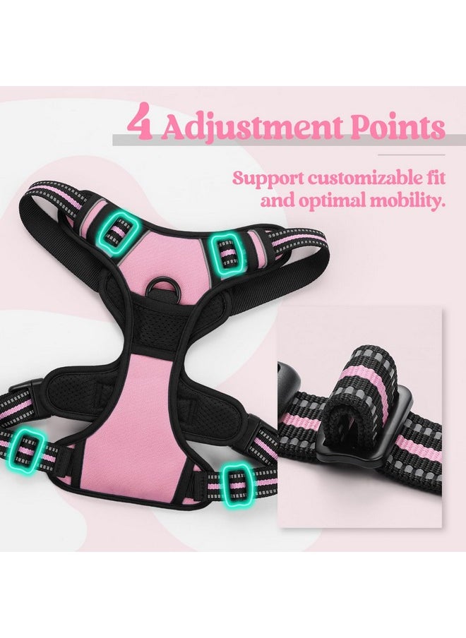 Rabbitgoo rabbitgoo Dog Harness No Pull with 2 Leash Clips, Adjustable Soft Padded, Reflective Oxford No Choke Pet Vest with Easy Control Handle for Large Dogs, Pink, L  - Image 4
