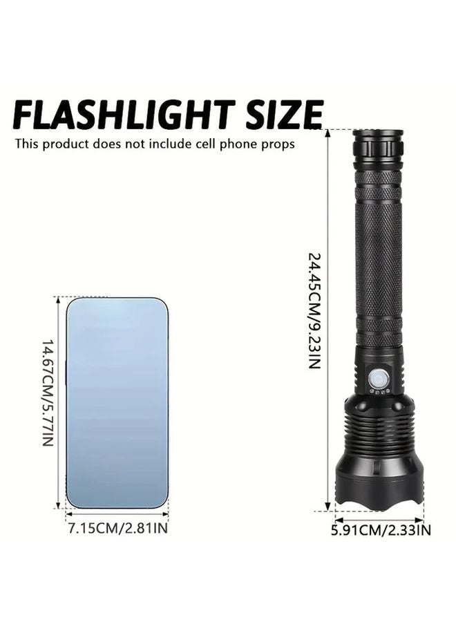Black USB C Rechargeable Tactical Flashlight Zoomable 5 Modes Power Display - Image 3