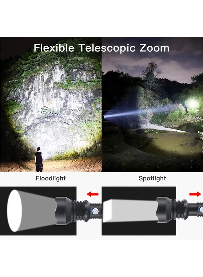 Black USB C Rechargeable Tactical Flashlight Zoomable 5 Modes Power Display - Image 5
