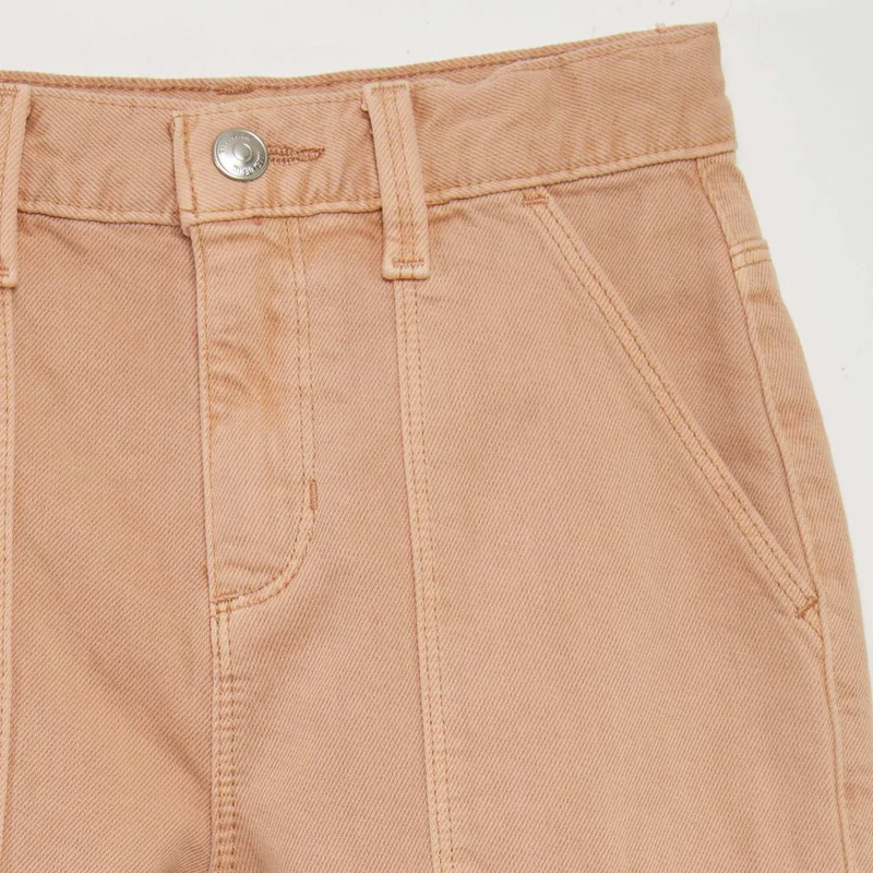 Kiabi Multi-Pocket Denim Trousers Beige