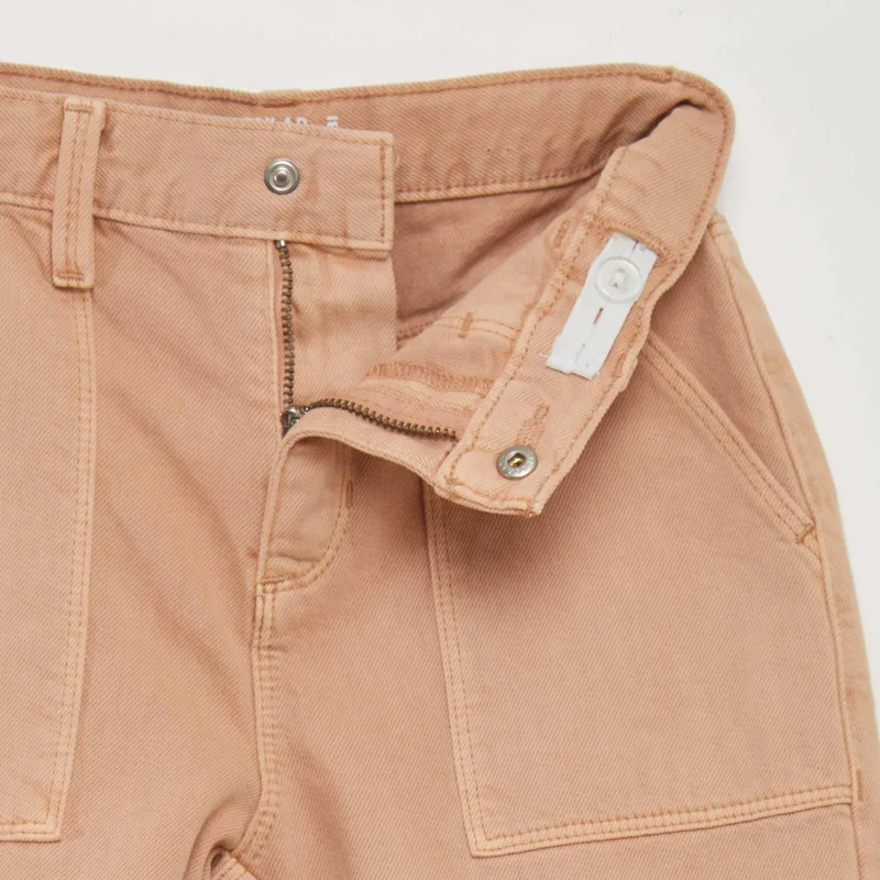 Kiabi Multi-Pocket Denim Trousers Beige