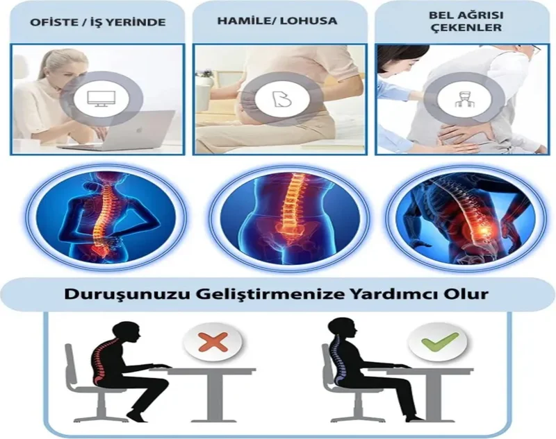 Ozclife Orthopedic Chair Seat Office Car Auto Vehicle Lumbar Support Pillow Back Support Cushion