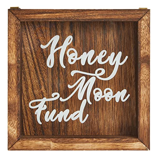 Juvale Wooden Honeymoon Fund Box - Rustic Wedding Decor Accent - Freestanding & Wall-Mounted Card Box for Honeymoon - Registry Must-Haves - 7 x 7 x 1.8 in, White - Image 1
