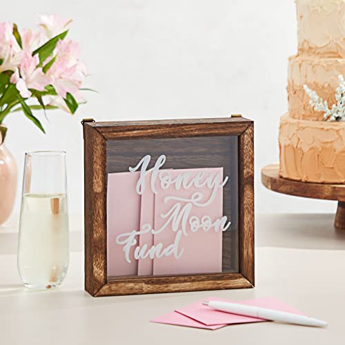 Juvale Wooden Honeymoon Fund Box - Rustic Wedding Decor Accent - Freestanding & Wall-Mounted Card Box for Honeymoon - Registry Must-Haves - 7 x 7 x 1.8 in, White - Image 3