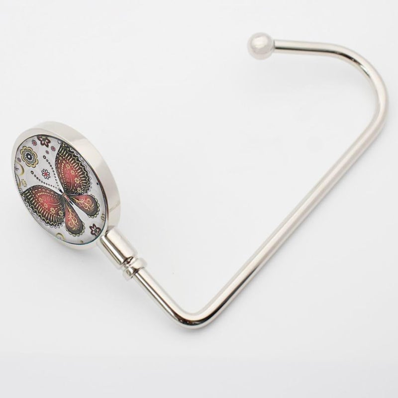 ROFLYER Purse Hook Hanger for Table Bar Handbag Hanger Safer Cleaner Bag Table Hanger with Velvet Pouch (Butterfly 02) - Image 3