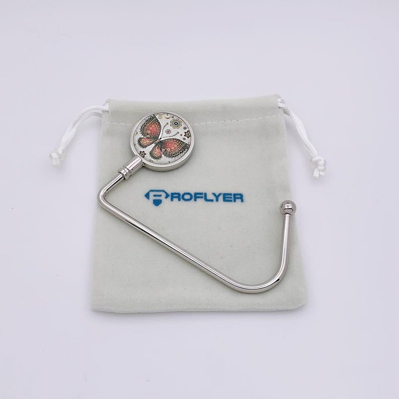 ROFLYER Purse Hook Hanger for Table Bar Handbag Hanger Safer Cleaner Bag Table Hanger with Velvet Pouch (Butterfly 02) - Image 2