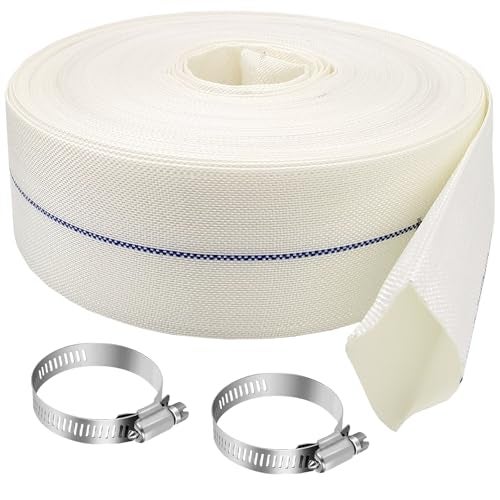 Ahzemepinyo 2IN x 164FT Pool Backwash Hose Heavy Duty Drain Discharge Hose LayFlat Garden Hose with 2 Clamps,Weatherproof Burst Resistant for Water Transfer, Sump Pump, Pool Filter, Pool Drain - Image 1