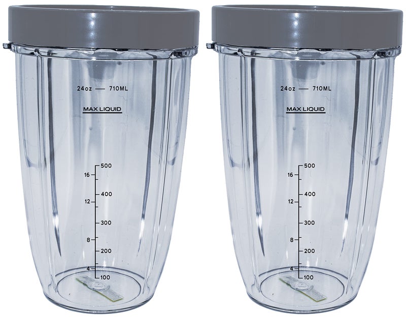 BLENDIN Blendin 24 Ounce Tall Cup Jar with Lip Rings Compatible with Nutribullet 600W 900W NB101B NB101S NB201 NBR0601 NBR1201 NB91301 900 Pro Series Blenders 2 Pack Replacement Parts  - Image 1