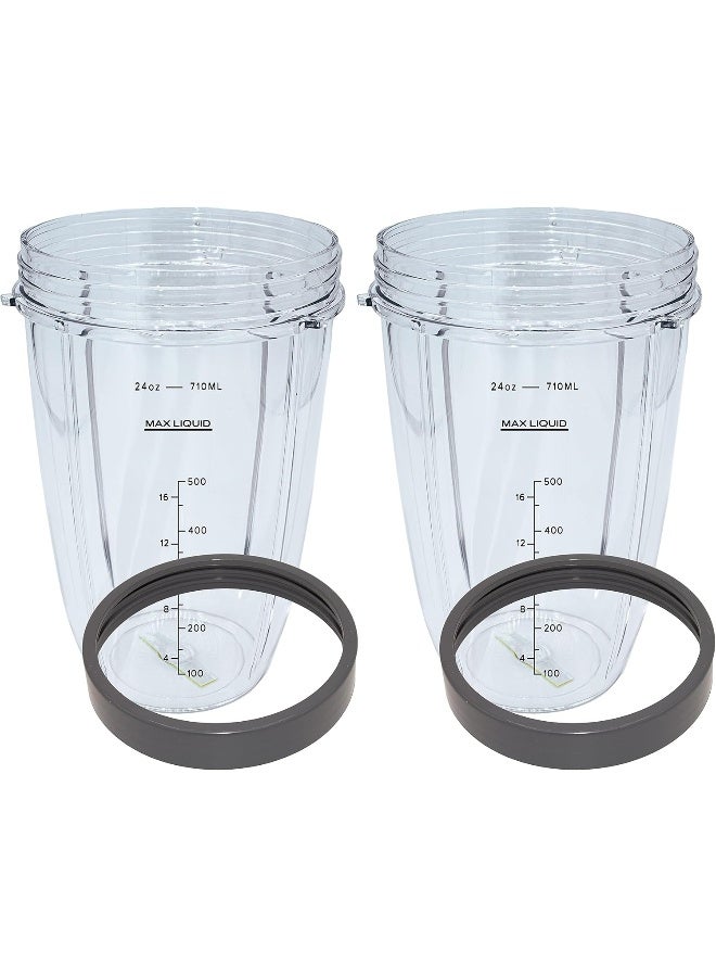 BLENDIN Blendin 24 Ounce Tall Cup Jar with Lip Rings Compatible with Nutribullet 600W 900W NB101B NB101S NB201 NBR0601 NBR1201 NB91301 900 Pro Series Blenders 2 Pack Replacement Parts  - Image 3