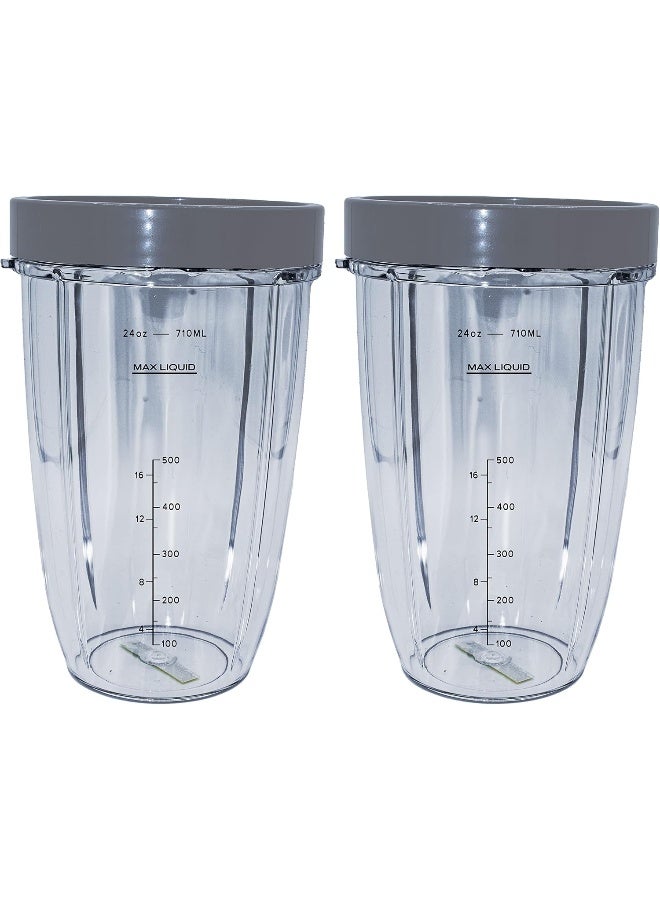 BLENDIN Blendin 24 Ounce Tall Cup Jar with Lip Rings Compatible with Nutribullet 600W 900W NB101B NB101S NB201 NBR0601 NBR1201 NB91301 900 Pro Series Blenders 2 Pack Replacement Parts  - Image 4