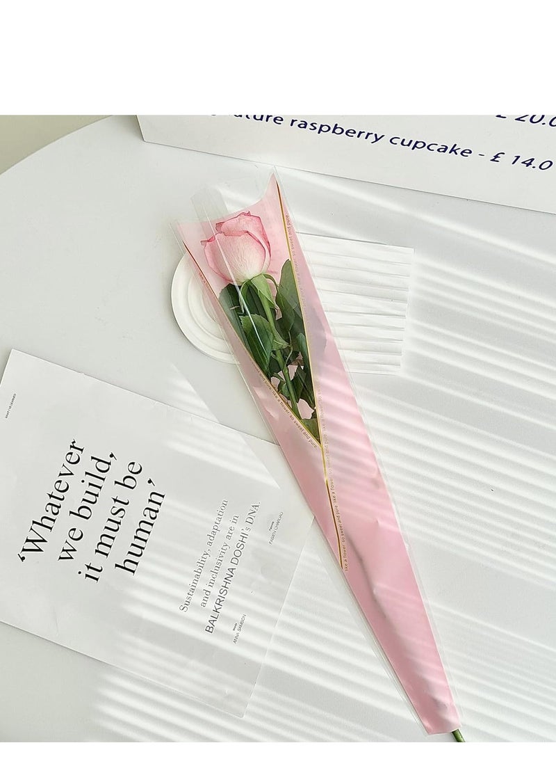 100Pcs Single Flower Sleeves, Rose Wrapping Bags Waterproof Single Flower Packaging Bags with Ribbons for Mother's Day, Wedding, Birthday, Florist Supplies - Image 4