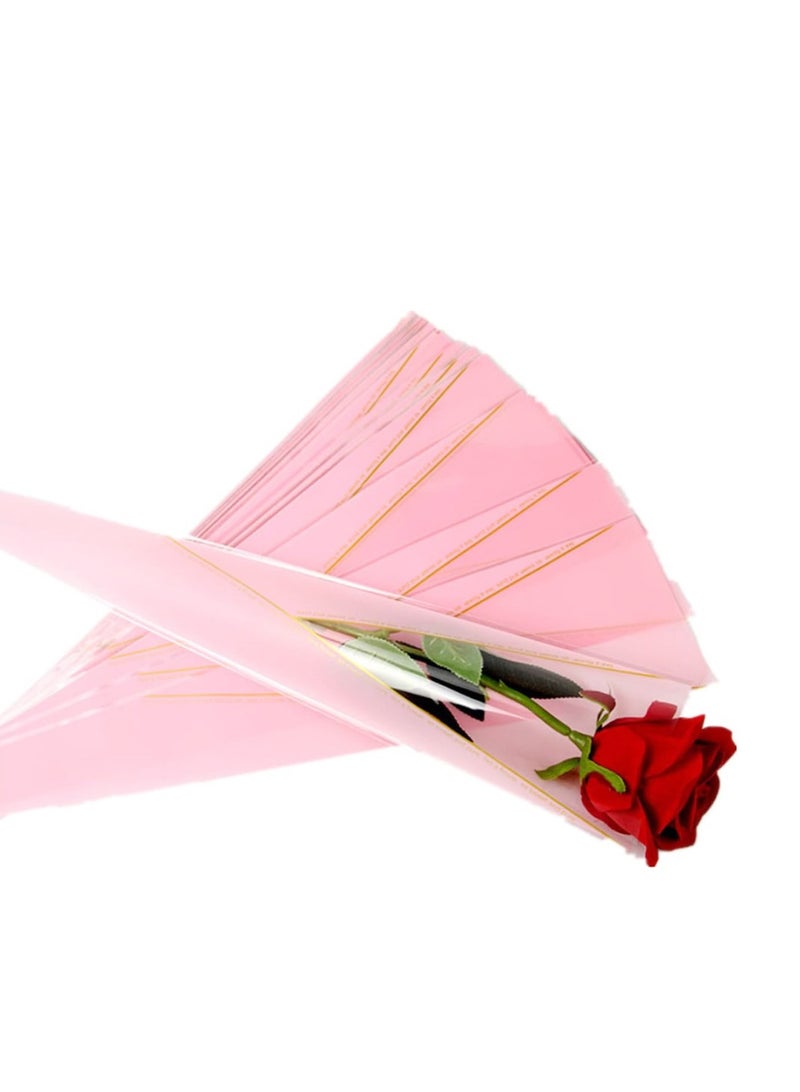 100Pcs Single Flower Sleeves, Rose Wrapping Bags Waterproof Single Flower Packaging Bags with Ribbons for Mother's Day, Wedding, Birthday, Florist Supplies - Image 2