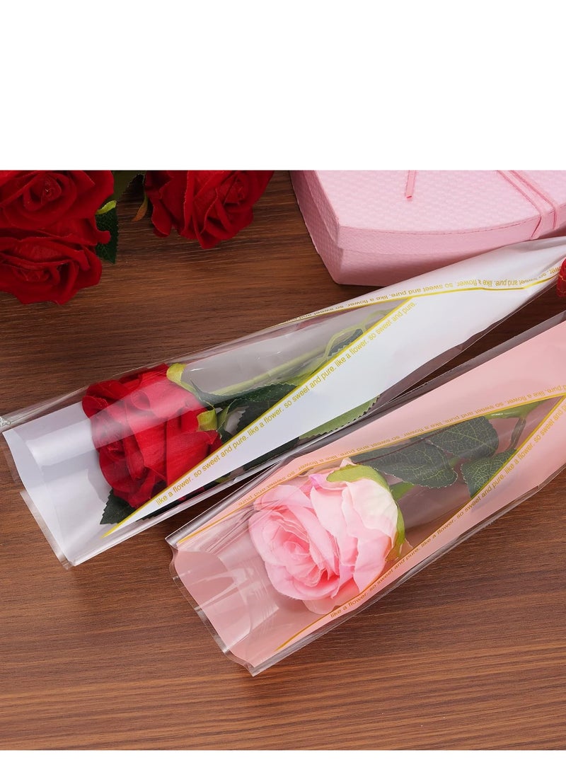 100Pcs Single Flower Sleeves, Rose Wrapping Bags Waterproof Single Flower Packaging Bags with Ribbons for Mother's Day, Wedding, Birthday, Florist Supplies - Image 5