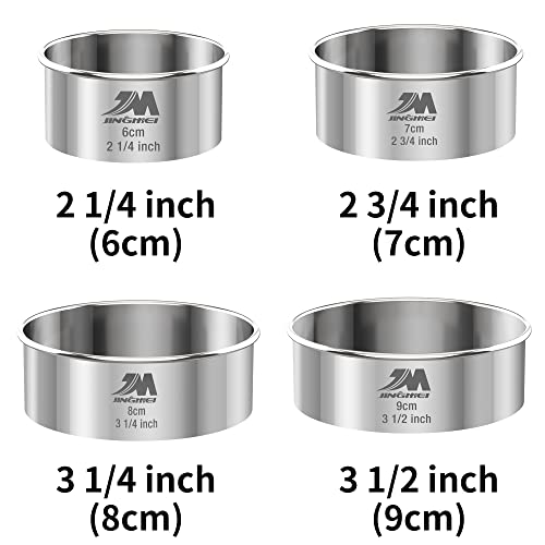 M JINGMEI M JNGMEI 4 Pieces Stainless Steel Cookie Cutter Set 2.25inch, 2.75inch, 3.25inch,3.5inch Biscuit Plain Edge Round Cutters Sizes Shape Molds GIFT PACKAGE - Image 3