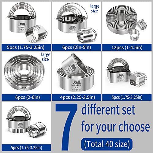 M JINGMEI M JNGMEI 4 Pieces Stainless Steel Cookie Cutter Set 2.25inch, 2.75inch, 3.25inch,3.5inch Biscuit Plain Edge Round Cutters Sizes Shape Molds GIFT PACKAGE - Image 2