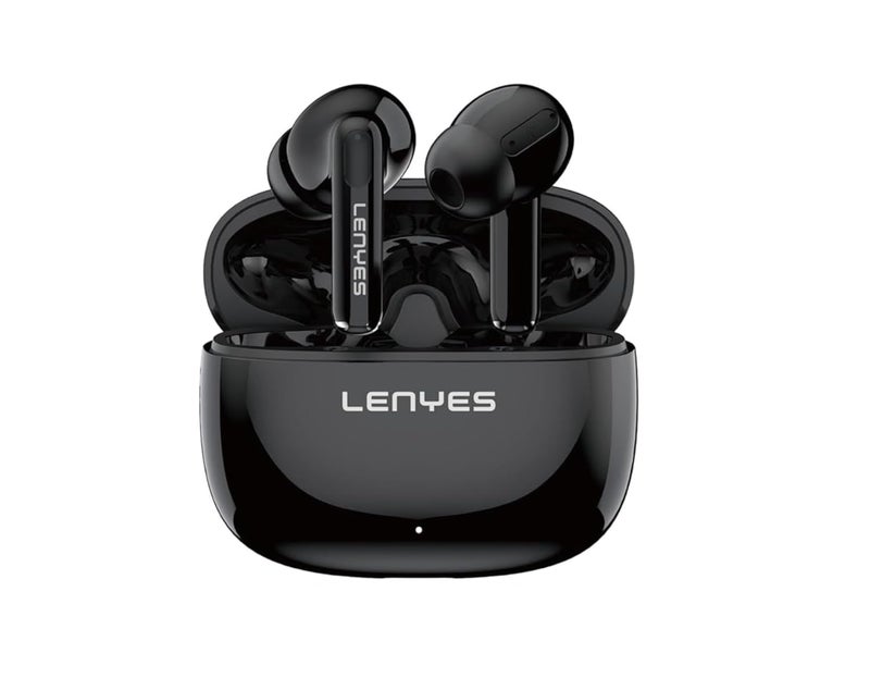 Lenyes AIR68 Wireless Earbuds | Bluetooth 5.4 | 20H Playtime | Hi‑Fi Bass Sound | Touch Controls | Scratch‑Resistant Case | Voice Assistant Support | Type‑C Fast Charging, Lightweight – Black - Image 1