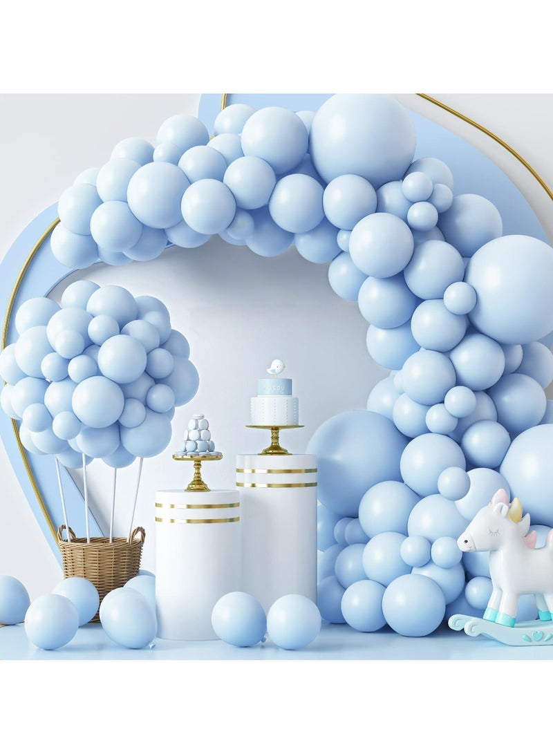 129pcs Pastel Blue Balloons Different Sizes 18 12 10 5 Inch for Garland Arch, Light Blue Balloons for Birthday Baby Shower Gender Reveal Wedding Party Decoration - Image 1