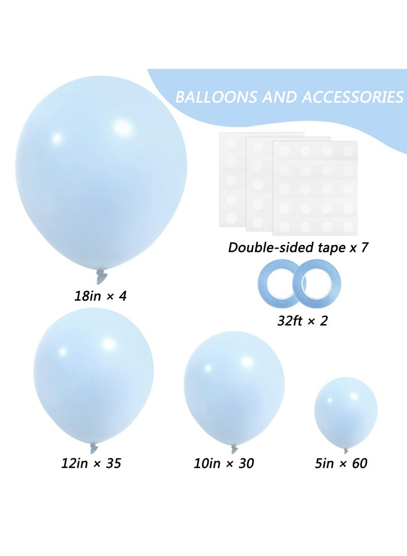 129pcs Pastel Blue Balloons Different Sizes 18 12 10 5 Inch for Garland Arch, Light Blue Balloons for Birthday Baby Shower Gender Reveal Wedding Party Decoration - Image 2
