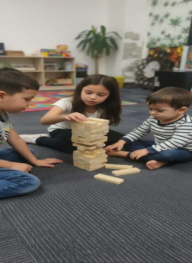 SWETVIBES Classic Wooden Tower Block Stacking Game Set, Natural Wood Color, 48 Pieces, Family Fun Strategy Game - Image 4