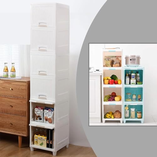 Vasukie Plastic Cupboard for Clothes Storage | Foldable Wardrobe Cabinet | Cloth Rack (White, 5 Tier) - Image 4