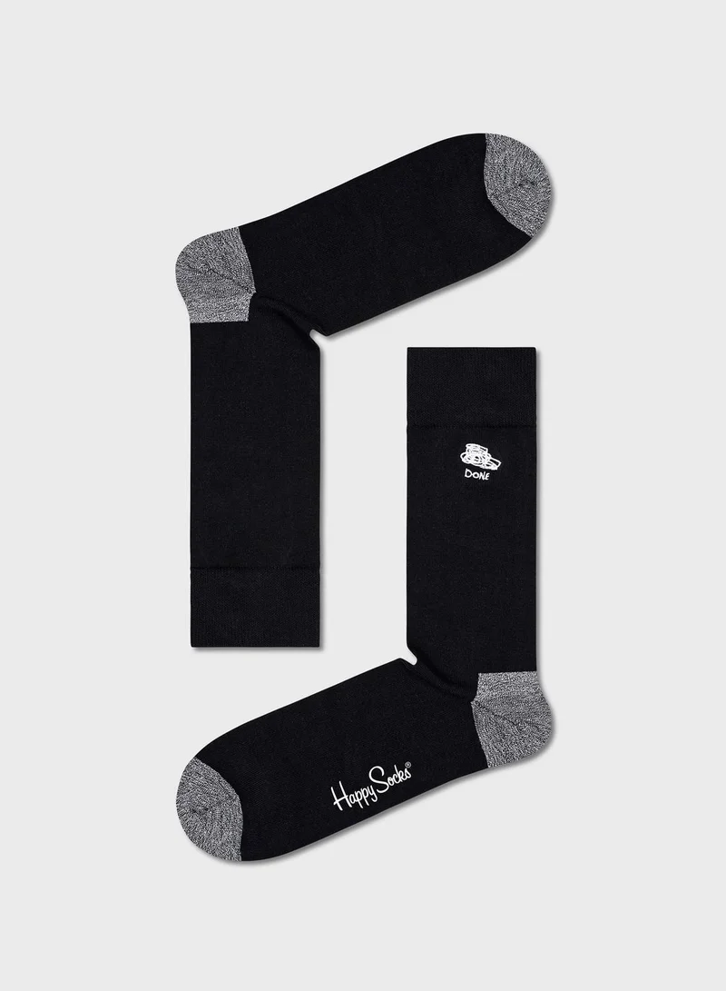 Happy Socks 4-Pack Embroidered Crew Sock