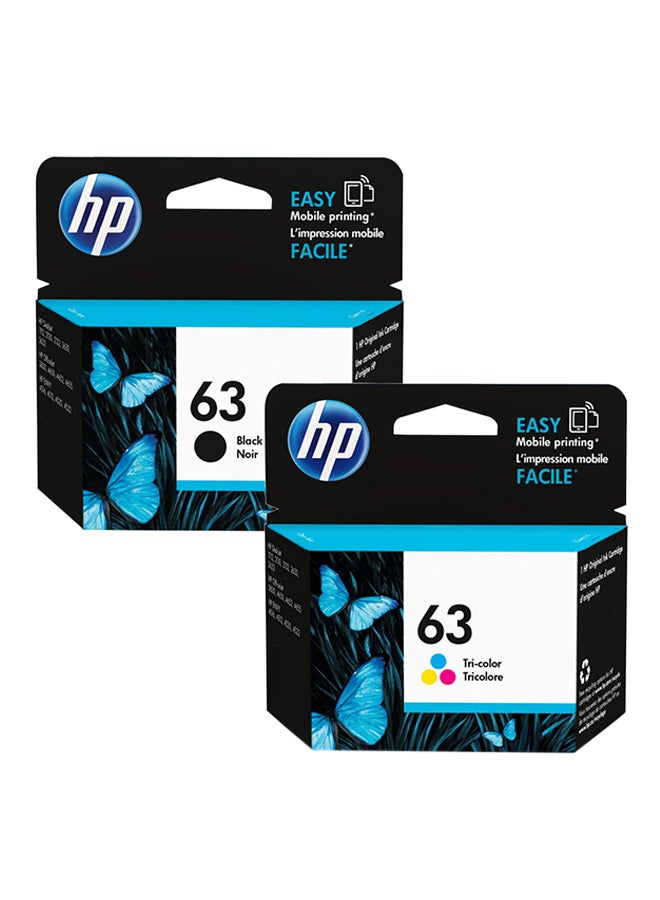 HP طقم خرطوشة حبر 63 لطابعة إنك جيت من قطعتين متعدد الألوان - Image 1