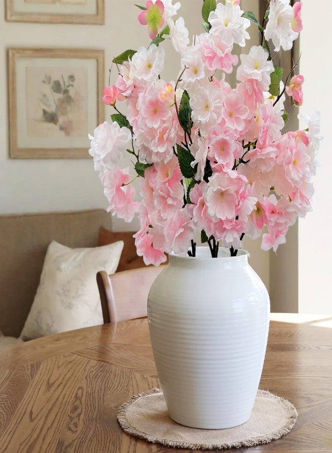 FERIAL 3pcs Artificial Cherry Blossom Flowers Silk Peach Flowers Bulk Faux Spring Branches Arrangement Cherry Flowers Stems for Indoor Outdoor Wedding Table Home Dining Decor Floor vase.(Pink) - Image 3