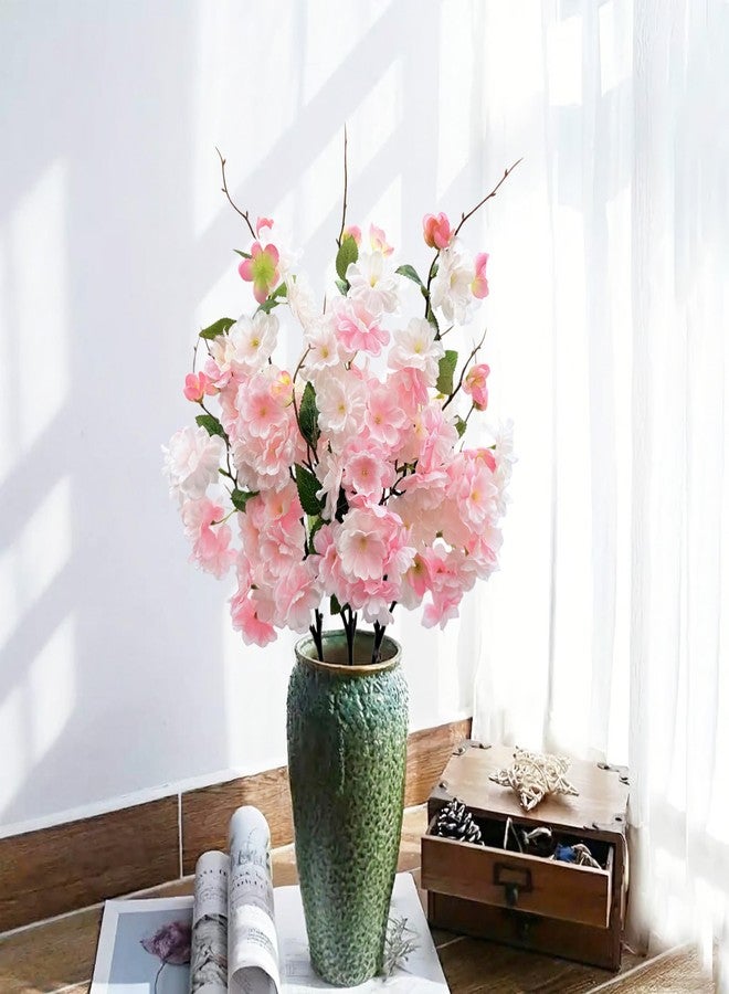 FERIAL 3pcs Artificial Cherry Blossom Flowers Silk Peach Flowers Bulk Faux Spring Branches Arrangement Cherry Flowers Stems for Indoor Outdoor Wedding Table Home Dining Decor Floor vase.(Pink) - Image 4