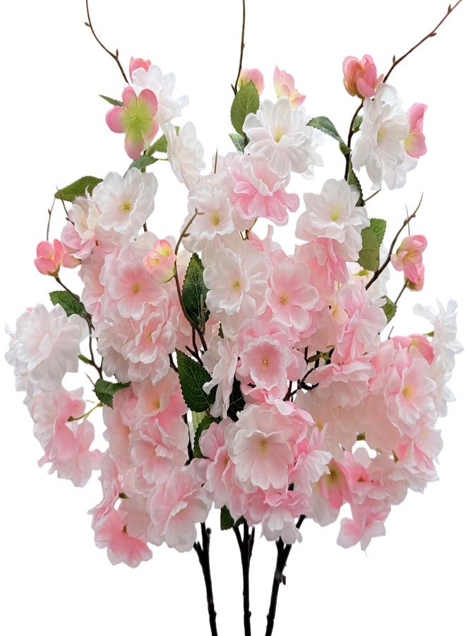 FERIAL 3pcs Artificial Cherry Blossom Flowers Silk Peach Flowers Bulk Faux Spring Branches Arrangement Cherry Flowers Stems for Indoor Outdoor Wedding Table Home Dining Decor Floor vase.(Pink) - Image 1