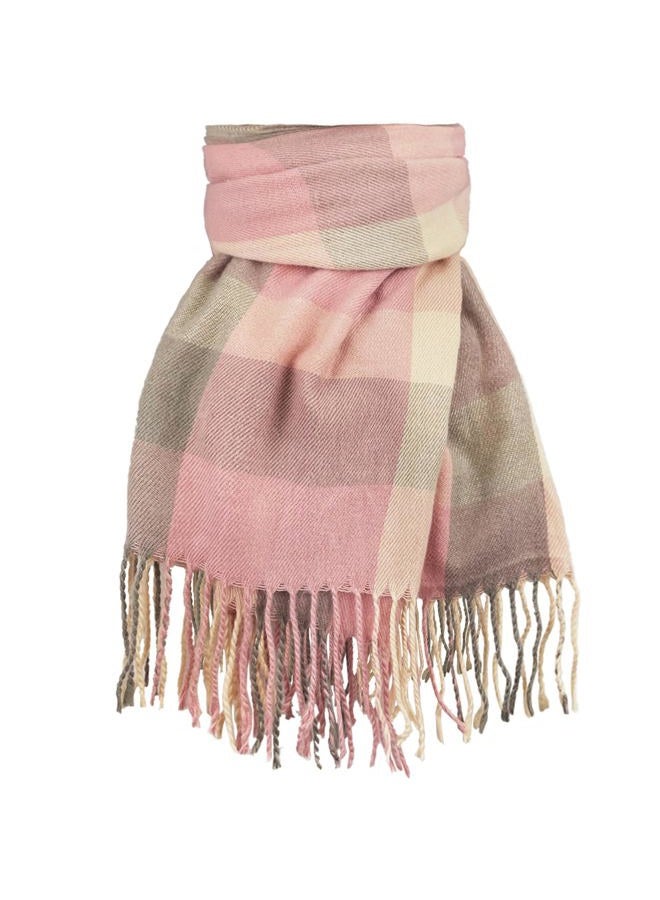 YUHAN PRETTY Winter Scarf for Women Warm Soft Plaid Scarves Fall Cashmere Feel Large Long Blanket Scarf Shawls and Wraps, Pink Grey, One size - Image 1