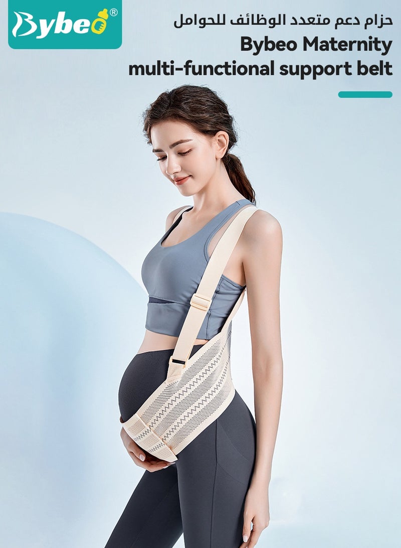 Bybeo Maternity Belly Belt for Pregnancy, Breathable Pregnancy Belly Support Band, Adjustable Pregnancy Belt with Shoulder Straps and Back Support, Provides Relief from Abdomen Pelvic Waist Back Pain - Image 2