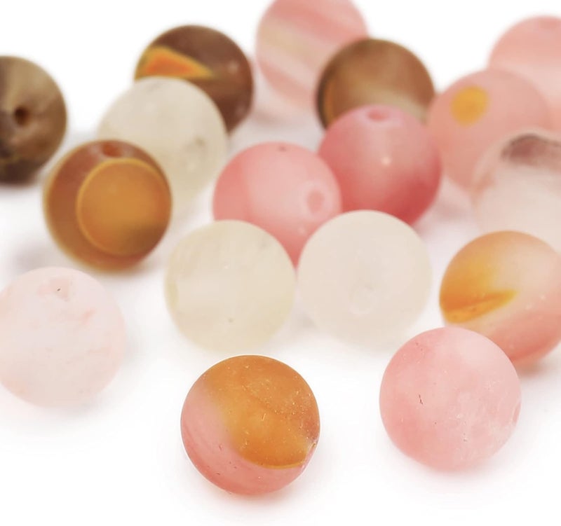 AUREHEN Natural Matte Watermelon Rind Beads, 6MM Round Frosted Unpolished Loose Gemstone Beads for Bracelet Necklace Jewelry Making, Energy Stone Healing Power with Stretch Beading Cord - Image 5