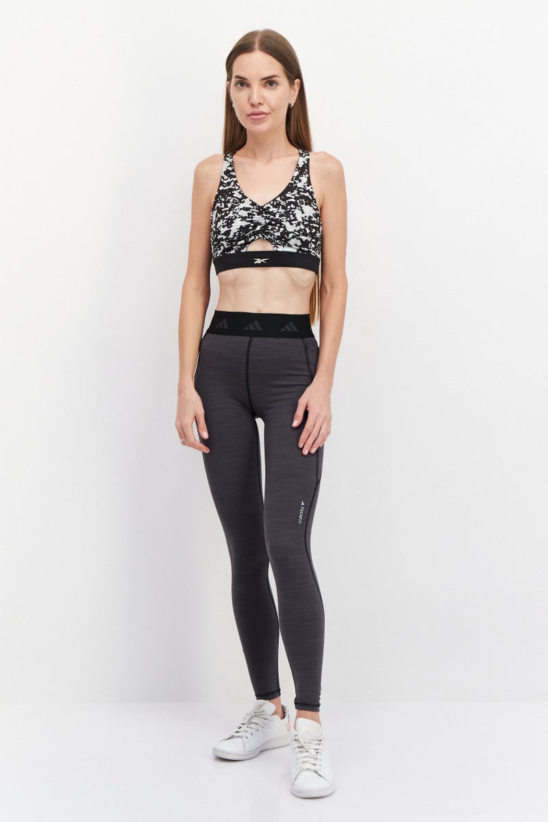 Adidas  leggings تدريب للياقة البدنية للنساء، أسود مائل للرمادي - Image 3