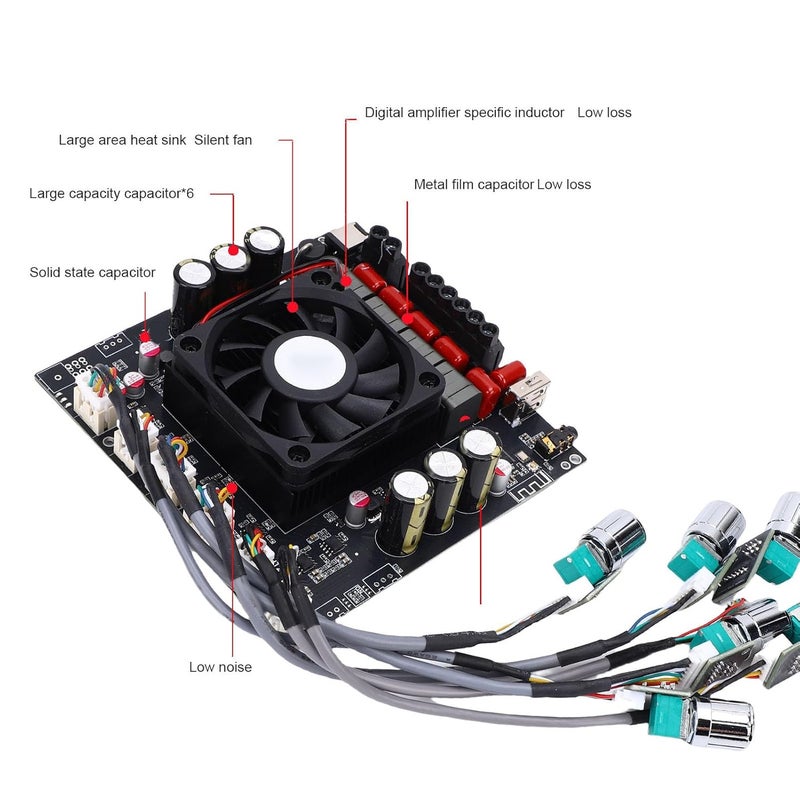 Eujgoov 2.1 Channel Amplifier Board BT 5.0 Digital Sound Amp Module with Treble Bass Control Short Circuit Protection for Home Speaker PC Phone TV - Image 4